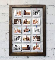 BK Gift Kişiye Özel 15 Fotoğraflı Doğal Ahşap İpli Mandallı Fotoğraf Çerçevesi 46x66cm