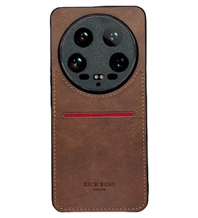 Xiaomi Mi 14 Ultra Kartlıklı Rich Boss Lüx Deri Kılıf Koyu Kahverengi