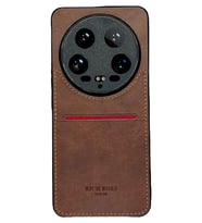 Xiaomi Mi 14 Ultra Kartlıklı Rich Boss Lüx Deri Kılıf Koyu Kahverengi