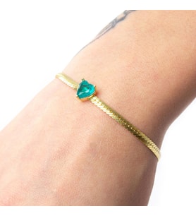 Paraiba Kalpli İtalyan Zincir Gümüş Bileklik
