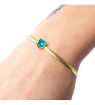 Paraiba Kalpli İtalyan Zincir Gümüş Bileklik