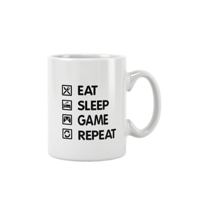 Eat Sleep Game Repeat Baskılı Kupa Bardak