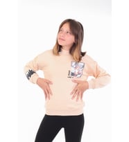 Toontoy Kız Çocuk Baskılı Nakışlı Sweatshirt (Bej)