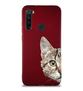 Xiaomi Redmi Note 8 Soft Premier Kapak Catface Tasarımlı Silikon Kılıf - Mürdüm (Şeffaf)