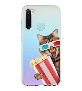 PrintiFy Xiaomi Redmi Note 8 ile Uyumlu 1mm Slim Fit Kedi 1 050b Baskılı Şeffaf  Kılıf