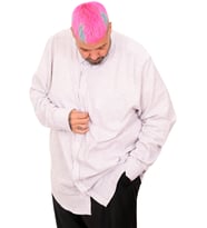 Mode XL Büyük Beden EKSTRA UZUN BOY Keten Likralı Gömlek 20384 BEJ