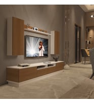 Decoraktiv Trendstyle 5220DS Slm Tv Ünitesi Tv Sehpası - Beyaz Ceviz (Beyaz - Ceviz)