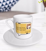 BK Gift Kişiye Özel Kendi El Yazın Mesajlı Fotoğraflı Türk Kahvesi Fincanı-2 (Beyaz)