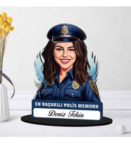 Kişiye Özel Kadın Polis Memuruna Hediye Karikatürlü Biblo