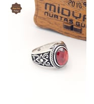 Oval Yakut Taşlı Motifli 925 Ayar Gümüş Çocuk Yüzüğü 201025359