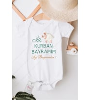 İlk Kurban Bayramım Özel Tasarım Bebek Zıbın Pamuklu Çıtçıtlı Body