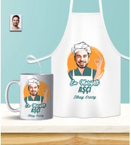 Kişiye Özel En İyi Chef- Aşçı Karikatürlü Mutfak Önlüğü & Kupa Seti