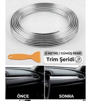 Trim Fitilli Yeni Araç Içi Ip Şerit Balık Sırtı Nikelajlı 1 Adet 5 Metre Krom Renk Seçenekli t