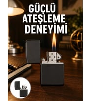 Northcity Deri Kaplı Parlak Siyah Doldurulabilir Çakmak - Hediye Eşya ve Stilinize Zarif Katkı