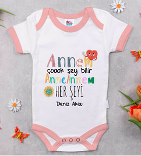 BK Kids Kişiye Özel Pembe Bebek Body Zıbın - Model 74