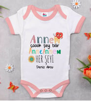 BK Kids Kişiye Özel Pembe Bebek Body Zıbın - Model 74