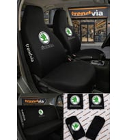 Skoda Logolu Oto Koltuk Kılıfı Ön Arka Set – Penye Likralı Universal Koltuk Koruyucu Servis Kılıfı