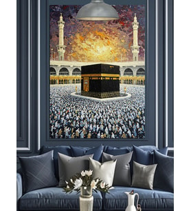 Kabe Hac Kalabalık Dekoratif Kanvas - Mdf Ahşap Tablo