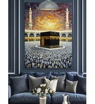 Kabe Hac Kalabalık Dekoratif Kanvas - Mdf Ahşap Tablo