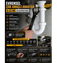 Çift Taraflı Evrensel Çoklu Anahtar 6 22 mm Kaymaz Tasarım Yüksek Tork ve Dayanıklı Çelik