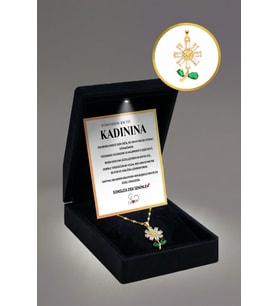 14 Şubat Sevgililer Günü Hediyesi "Kadınıma" Papatya Çelik Kolye  Işıklı Premium Kutu  Mesaj Kartı (Gold)
