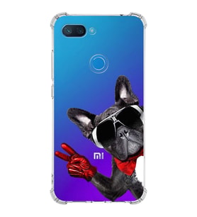 PrintiFy Xiaomi Mi 8 Lite Uyumlu Köpek 2 Baskılı Şeffaf Köşe Korumalı Antişok Kılıf