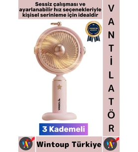 #Vantilatör Sessiz Yoğun Üflemeli 3 Kademeli Döner Başlıklı Şarjlı Mini Masa El Fanı Vantilatör