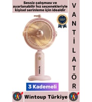 #Vantilatör Sessiz Yoğun Üflemeli 3 Kademeli Döner Başlıklı Şarjlı Mini Masa El Fanı Vantilatör