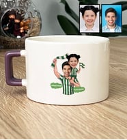 Kişiye Özel Karikatürlü Yeşil Beyaz Baba Kız Lüks Fincan Babalar Günü Hediyesi