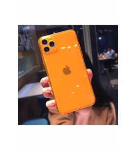 Iphone 11 Pro Max Kılıf Neon Renkli Kamera Korumalı Parlak Turuncu Silikon