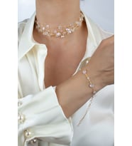 Kristal Taşlı Gold Kolye Bileklik Set