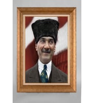 Altın Varaklı Paspartulu Çerçeveli Atatürk Tablo nt981