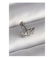 316L Çelik Gümüş Renk Dal Model Zirkon Taş Detaylı Tragus Piercing - TJ-PR1343 TG-V 7601