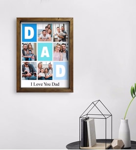 BK Gift Kişiye Özel Dad Temalı Doğal Masif Ahşap Çerçeveli Tablo 45x65cm-1