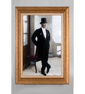 Çerçeveli Paspartulu Atatürk Tablo a713 (Gold)