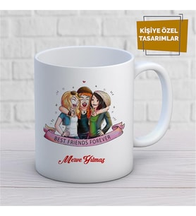 Kişiye Özel İsim Yazılabilir Best Frınds Forever Kupa Bardak