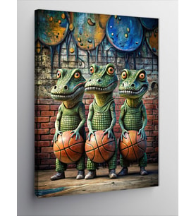 Kanvas Tablo Basketbol Oynayan Timsahlar