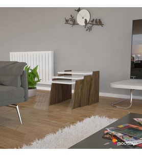 MODİLAYN VİVA Zigon Sehpa Takımı High Gloss *Ceviz - Beyaz