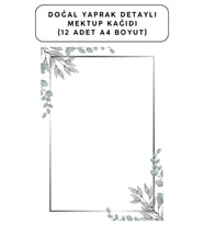 Doğal Yaprak Detaylı Mektup Kağıdı (12 Adet A4 Boyut)