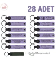Özel Mevlitleriniz İçin İsim Ve Yazı Yazılabilen 28' li Anahtarlık Hediye Set, Mor Menekşe & Yeşil (Lila - Mor)