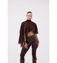 Pelerin Model Bena Bluz Kahve