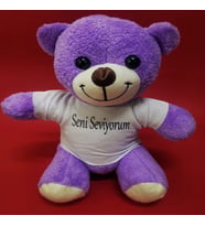 Peluş Oyuncak Ayıcık, Seni Seviyorum Yazılı Tişörtlü Baskılı Ayı