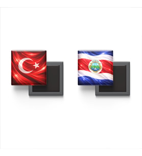 Buzdolap Magnetleri - Kosta Rika Bayrağı ve Türk Bayrağı - 2'li Set Magneti
