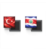 Buzdolap Magnetleri - Kosta Rika Bayrağı ve Türk Bayrağı - 2'li Set Magneti