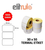 Elitrulo Barkod Etiketi 30x50 Termal - 1000 Adet (Beyaz)