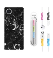 Huawei Nova Y70 Y90 Nova 9 SE  Kılıf Kablo Koruma Spiral Silikon Black Hole Marble 1387