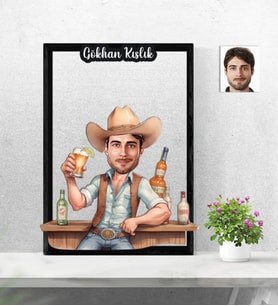 Kişiye Özel 3D  Ahşap Tablo Kovboy Erek Model 30x40 -9