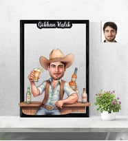 Kişiye Özel 3D  Ahşap Tablo Kovboy Erek Model 30x40 -9