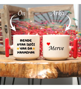 “Bende Star Işığı Var Da Yanmıyor” Mottolu Renkli T Kulplu Kupa Bardak