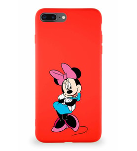 Apple iPhone 7 Plus Soft Premier Kapak Minnie Mouse-D Tasarımlı Silikon Kılıf - Kırmızı (Şeffaf)